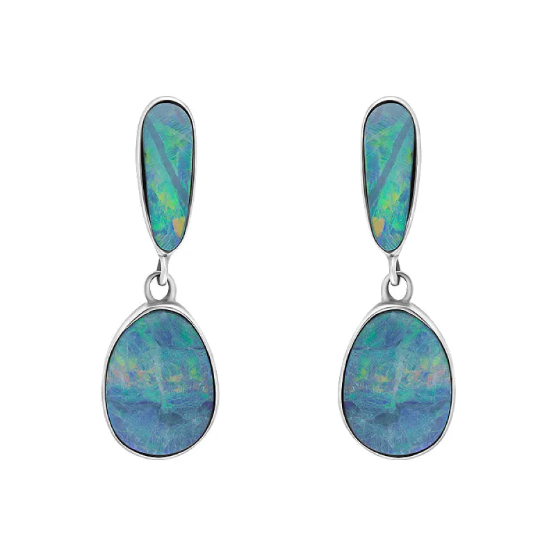 Sterling Silver Abstract Opal Doublet Drop Earrings D sold by C.W. Sellors