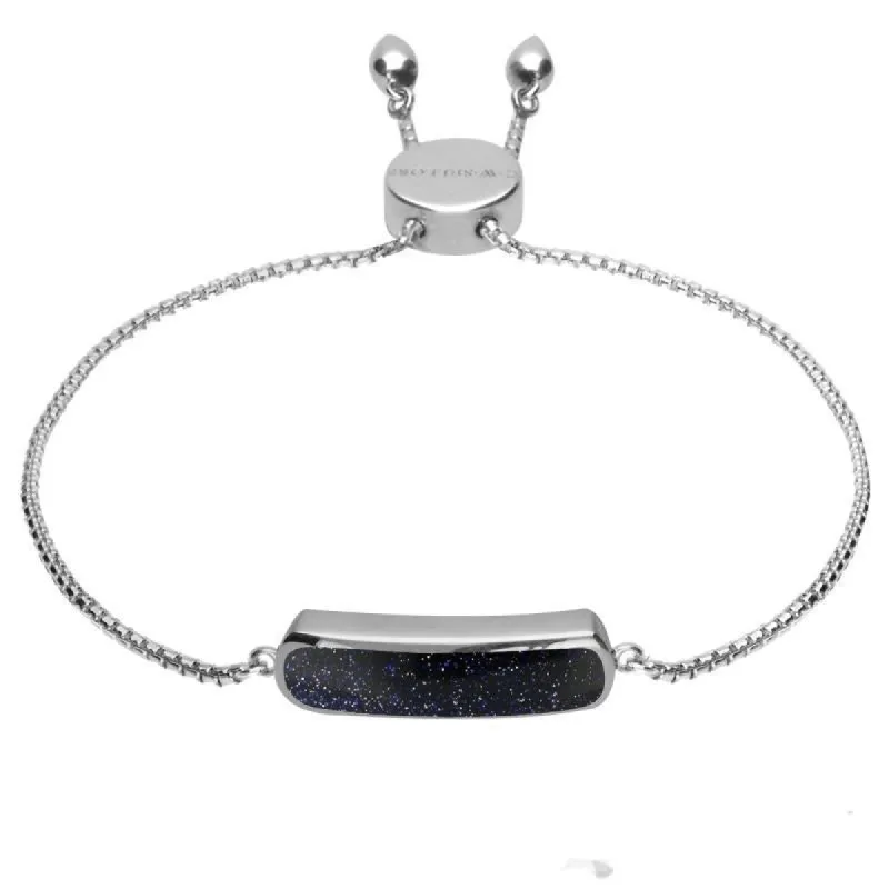 Sterling Silver Blue Goldstone Lineaire Petite Bracelet sold by C.W. Sellors