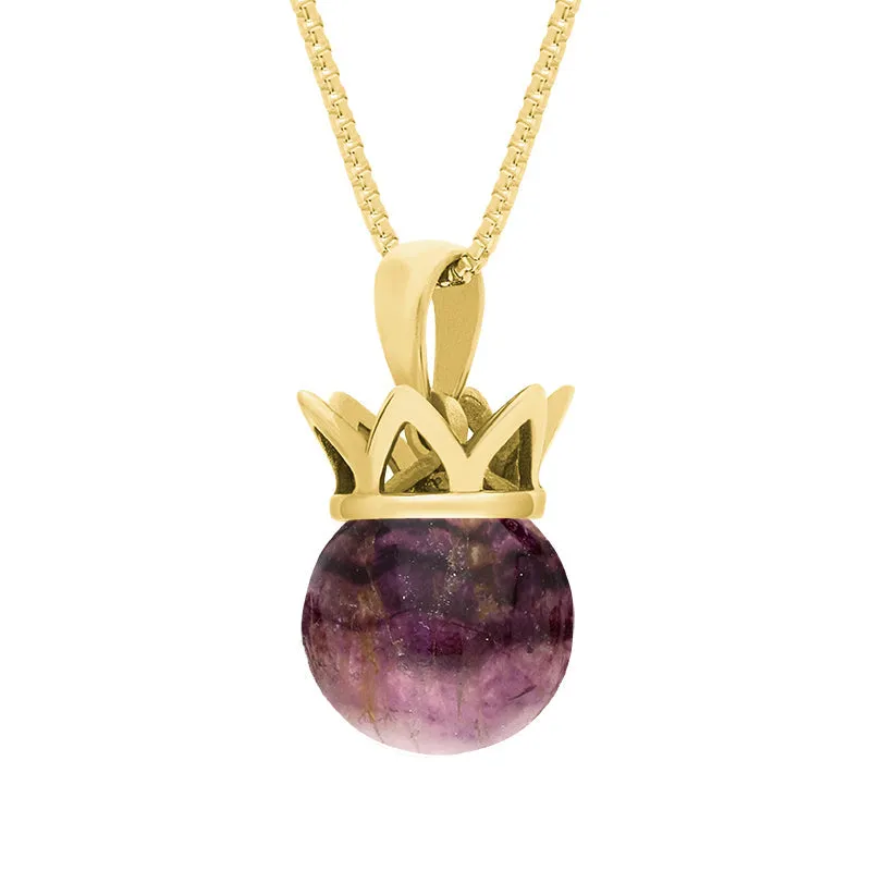 9ct Yellow Gold Blue John Royal Coronet 11mm Bead Pendant sold by C.W. Sellors product image thumbnail 2