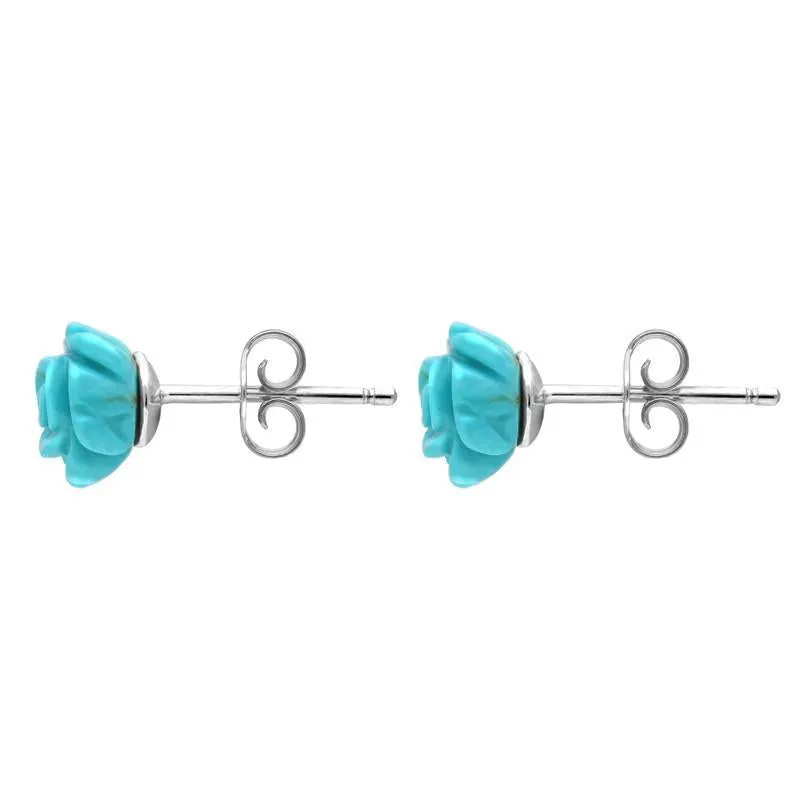 Sterling Silver Turquoise Tuberose 8mm Rose Stud Earrings sold by C.W. Sellors product image thumbnail 2