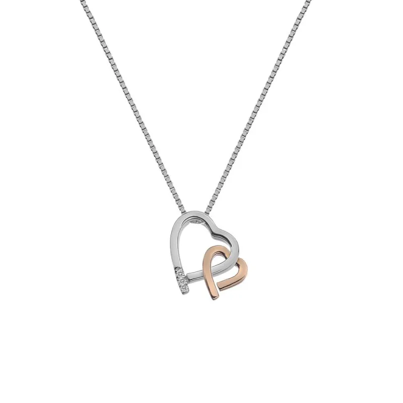 Hot Diamonds Warm Heart Sterling Silver Rose Gold Plated Necklace sold by C.W. Sellors