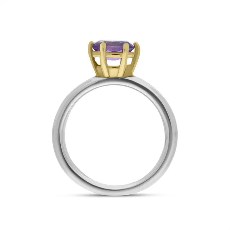 9ct Yellow Gold Sterling Silver Amethyst Stepping Stones 4x7mm Oval Claw Set Ring sold by C.W. Sellors product image thumbnail 3