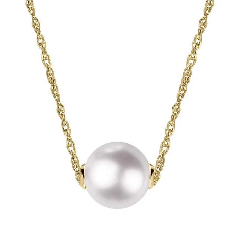 18ct Yellow Gold 12mm White Pearl Necklace sold by C.W. Sellors