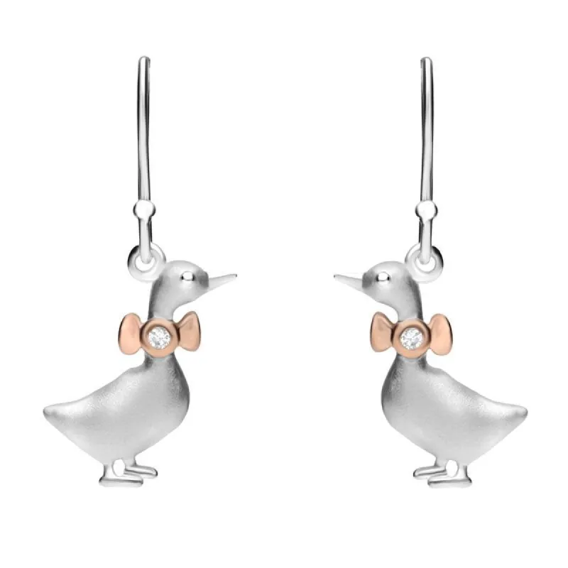 Rose Gold Sterling Silver Plated Cubic Zirconia Goose Hook Earrings D sold by C.W. Sellors