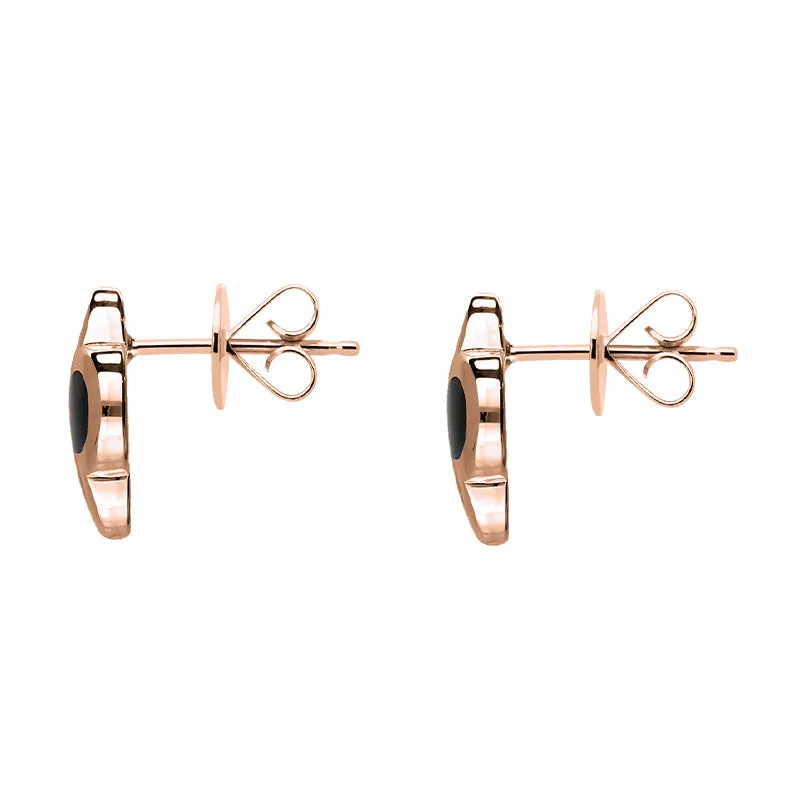 18ct Rose Gold Whitby Jet Bloom Four Leaf Clover Stud Earrings sold by C.W. Sellors product image thumbnail 2