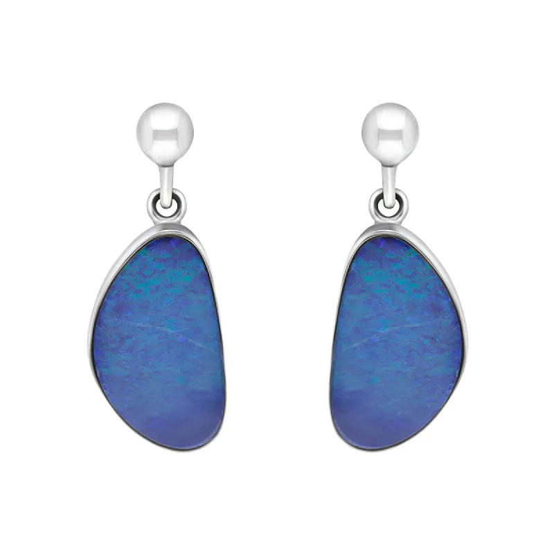 Sterling Silver Abstract Oval Opal Doublet Drop Earrings D sold by C.W. Sellors