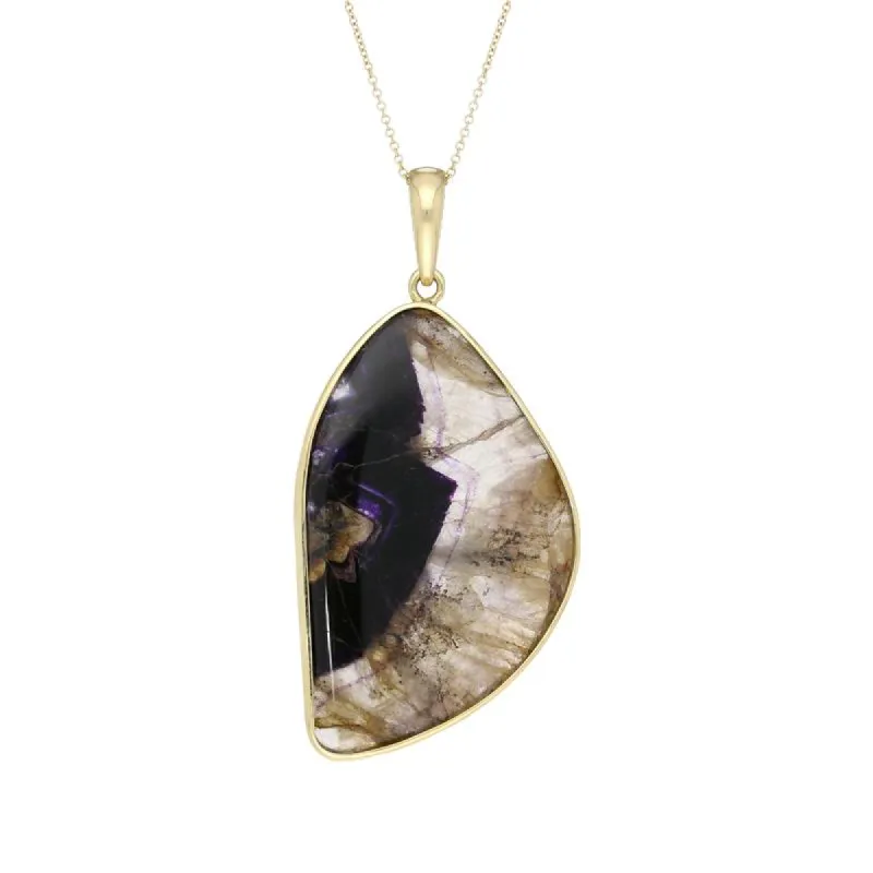 18ct Yellow Gold Blue John Oval Necklace D sold by C.W. Sellors