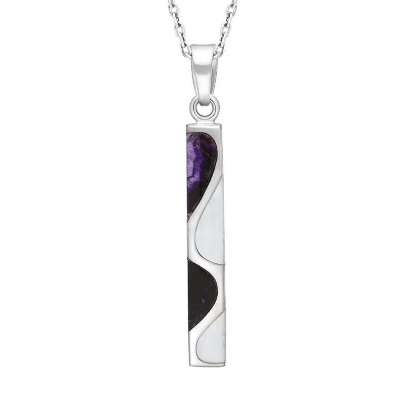 Sterling Silver Blue John Oblong Necklace D sold by C.W. Sellors