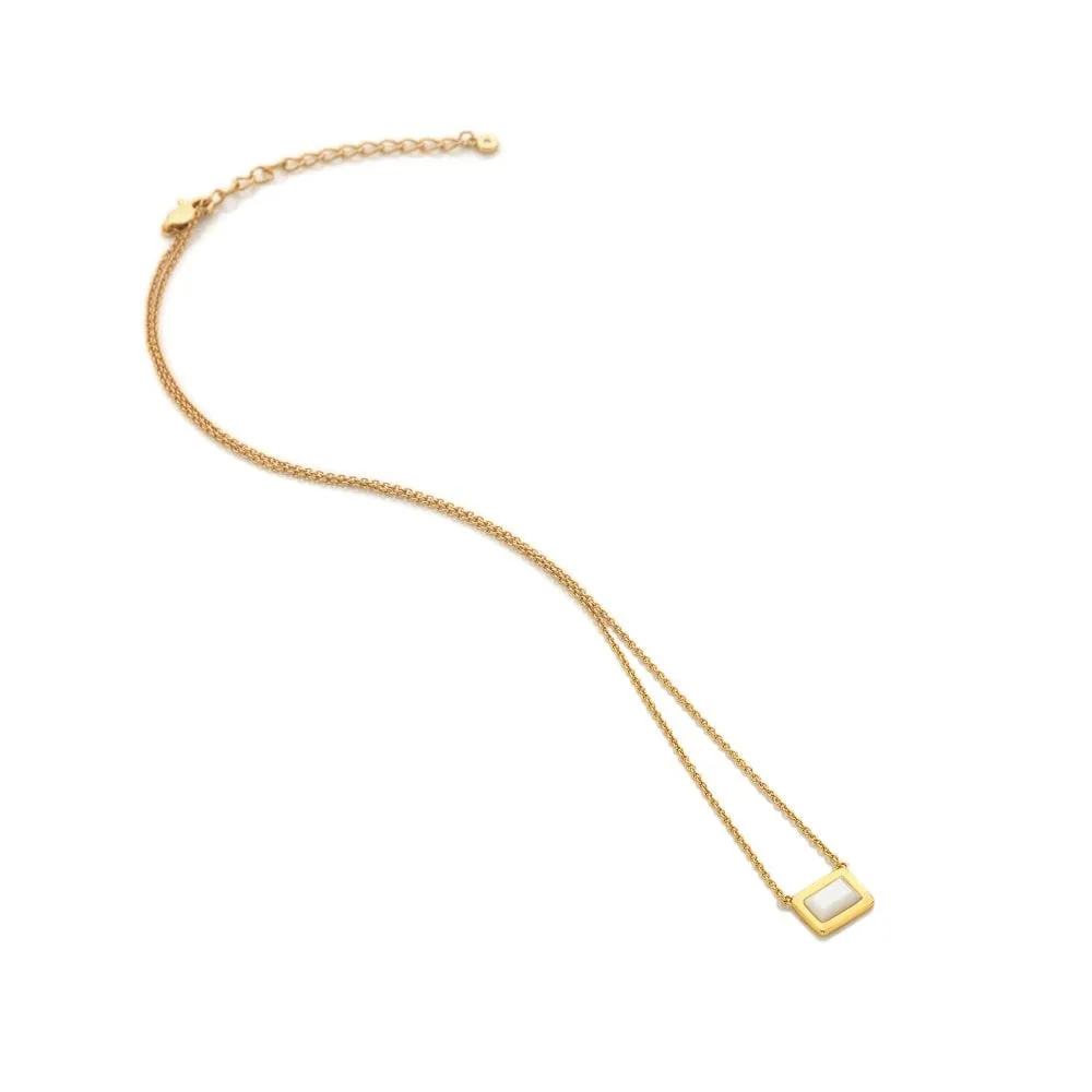 Hot Diamonds Gold Plated Sterling Silver Mother Of Pearl Rectangle Necklace sold by C.W. Sellors