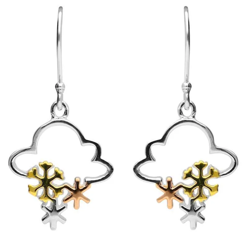 Yellow Rose Gold Sterling Silver Plated Cloud and Snowflake Hook Earrings D sold by C.W. Sellors