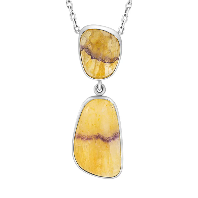 Sterling Silver Blue John Abstract Two Stone Drop Necklace D sold by C.W. Sellors
