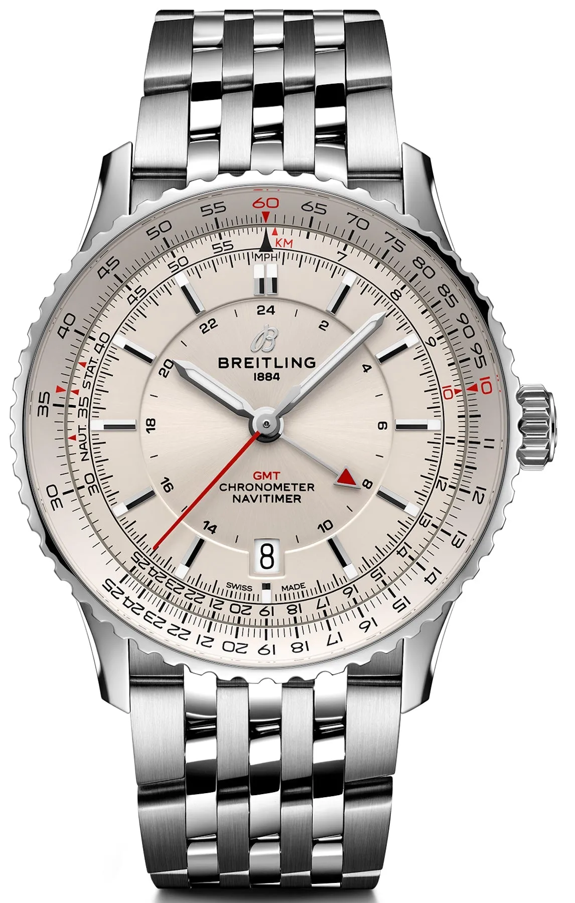 Breitling Navitimer Automatic GMT 41 Cream Bracelet Watch sold by C.W. Sellors