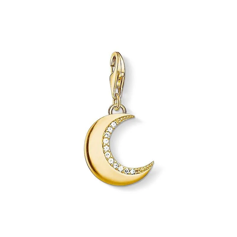 Thomas Sabo Charm Club Yellow Gold Plated Sterling Silver White Stone Moon Charm D sold by C.W. Sellors