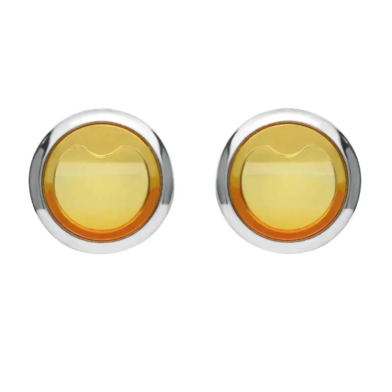 Sterling Silver Amber Round Stud Earrings sold by C.W. Sellors
