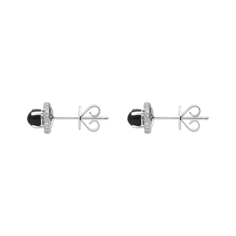 18ct White Gold Whitby Jet 0.25ct Diamond Round Stud Earrings sold by C.W. Sellors product image thumbnail 2