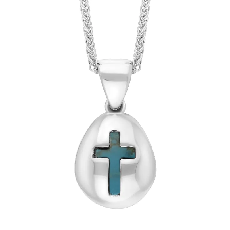 Sterling Silver Turquoise Cross Pear Shape Necklace sold by C.W. Sellors