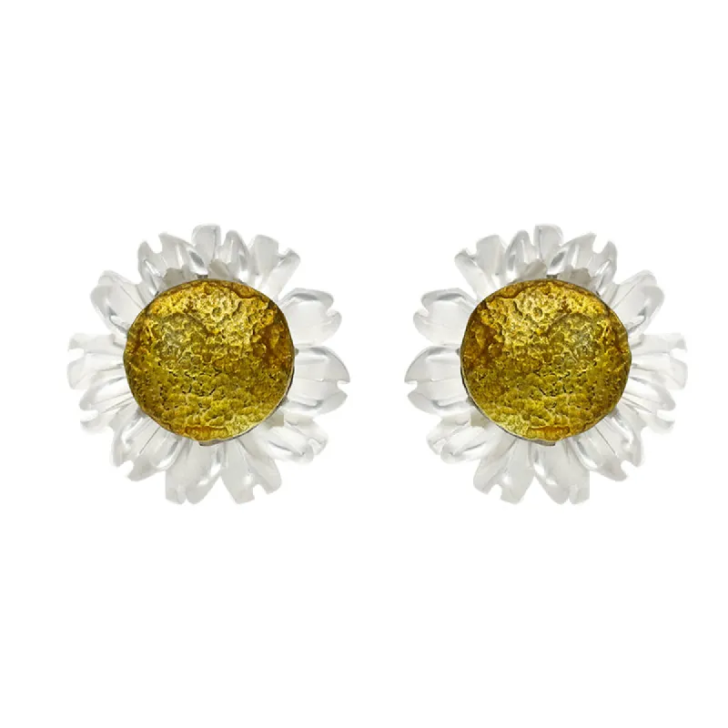 Gold Plated Sterling Silver White Mother Of Pearl Tuberose 8mm Daisy Earrings sold by C.W. Sellors