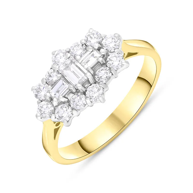 18ct Yellow Gold 0.89ct Diamond Mixed Cut Cluster Ring sold by C.W. Sellors