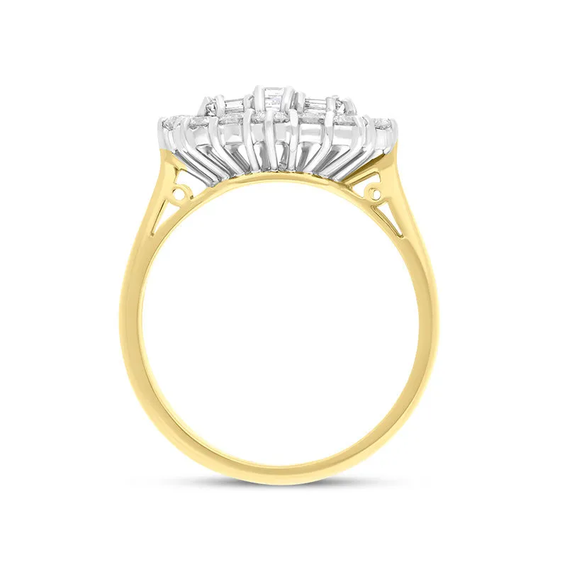 18ct Yellow Gold 0.89ct Diamond Mixed Cut Cluster Ring sold by C.W. Sellors product image thumbnail 2