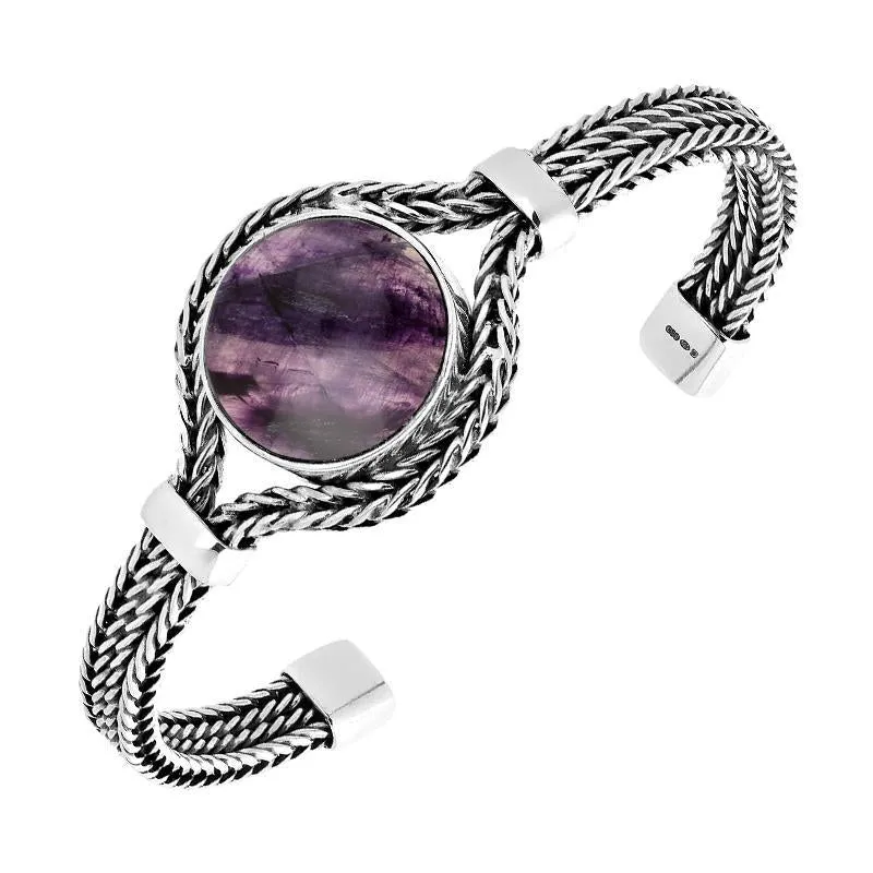 Sterling Silver Blue John Round Foxtail Bangle sold by C.W. Sellors