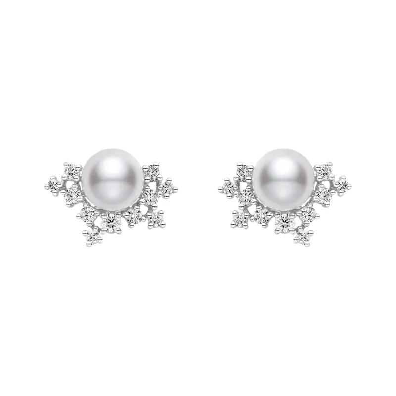 Mikimoto 18ct White Gold Akoya Pearl Diamond Earrings sold by C.W. Sellors