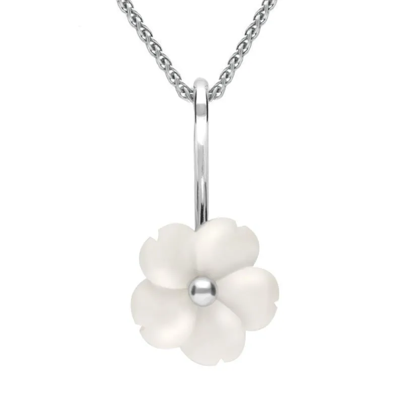 Sterling Silver White Agate Tuberose 15mm Gypsophila Necklace sold by C.W. Sellors