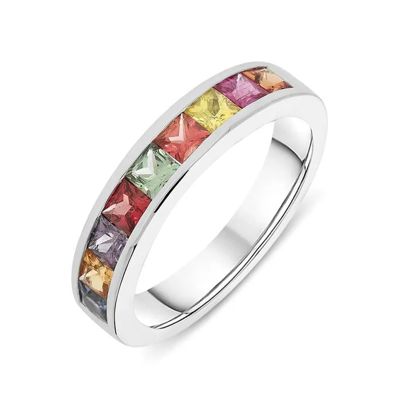 18ct White Gold 1.54ct Rainbow Sapphire Half Eternity Ring D sold by C.W. Sellors