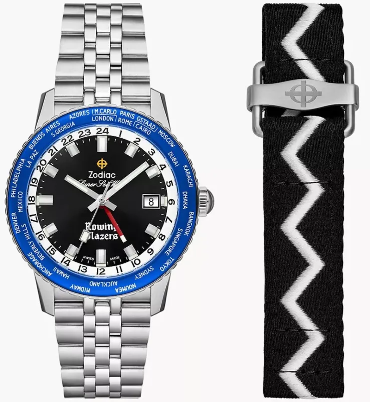 Zodiac Rowing Blazers Super Sea Wolf GMT World Time Watch made by Zodiac