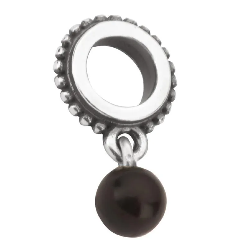 Sterling Silver Whitby Jet Single Beaded Dropper Charm sold by C.W. Sellors