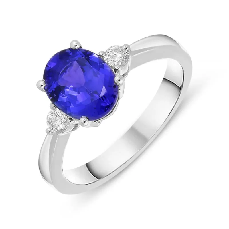 18ct White Gold 1.87ct Tanzanite Diamond Three Stone Ring D sold by C.W. Sellors