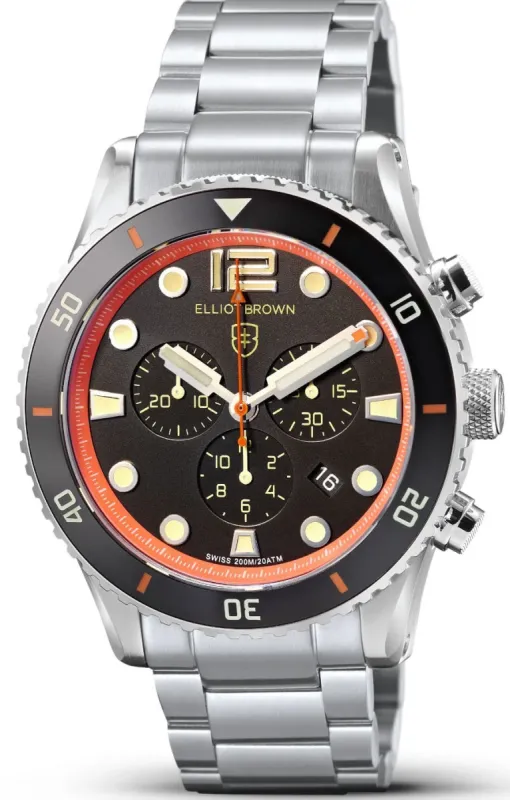 Elliot Brown Bloxworth Chrono Black Orange Bracelet Watch D sold by C.W. Sellors
