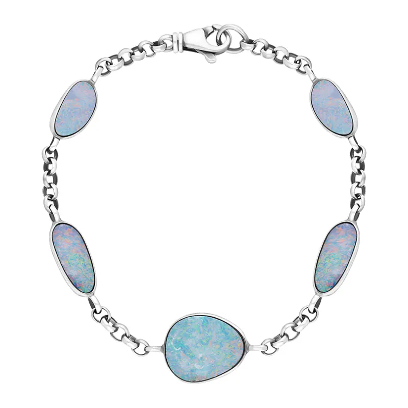 Sterling Silver 5 Stone Opal Doublet Abstract Bracelet D sold by C.W. Sellors