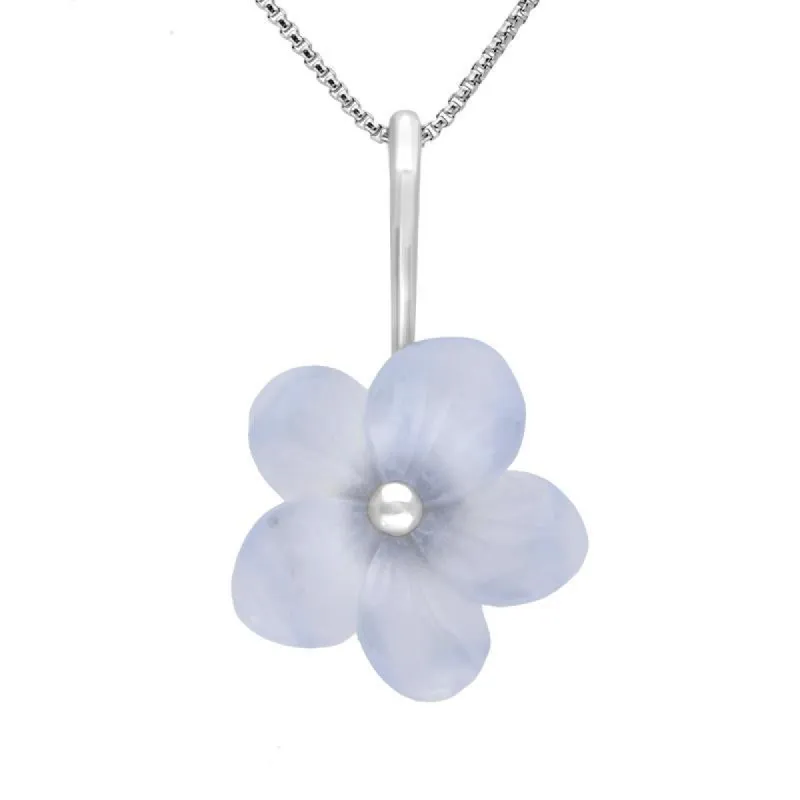 Sterling Silver Blue Chalcedony Tuberose 20mm Pansy Necklace sold by C.W. Sellors