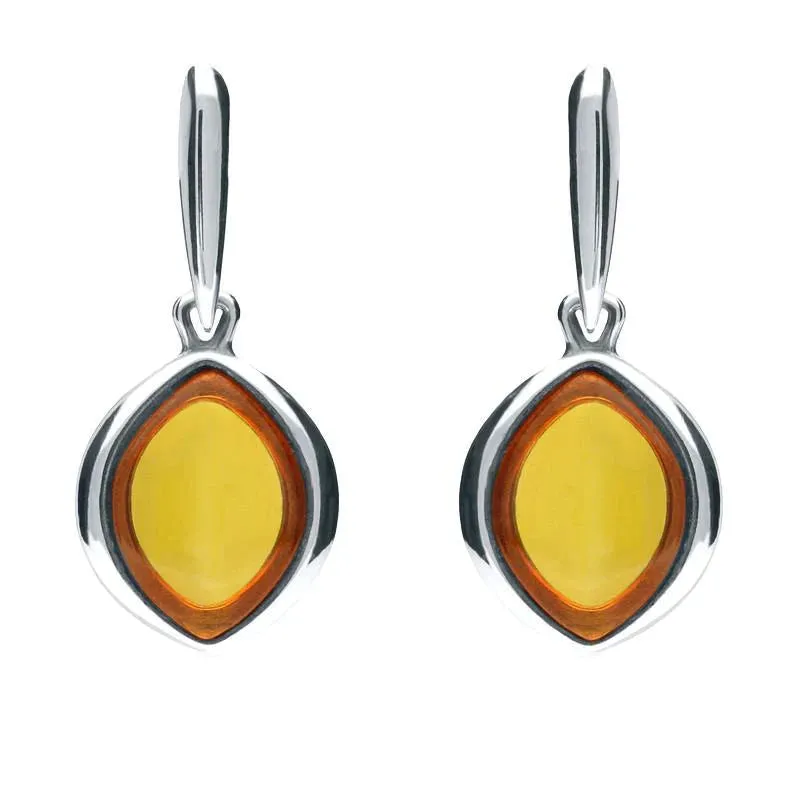 Sterling Silver Amber Wide Marquise Drop Earrings sold by C.W. Sellors