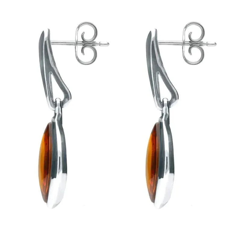 Sterling Silver Amber Wide Marquise Drop Earrings sold by C.W. Sellors product image thumbnail 2