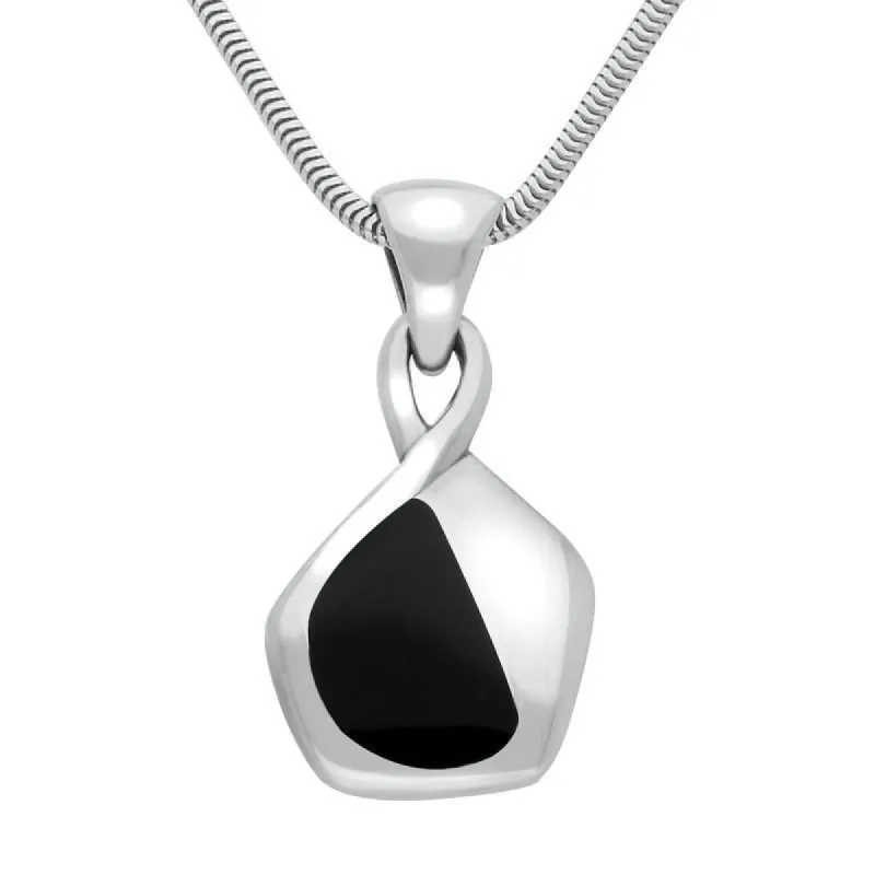Sterling Silver Whitby Jet Freeform Pentagon Necklace sold by C.W. Sellors