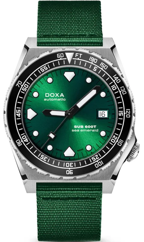 Doxa SUB 600T Sea Emerald Ceramic Nato Watch sold by C.W. Sellors