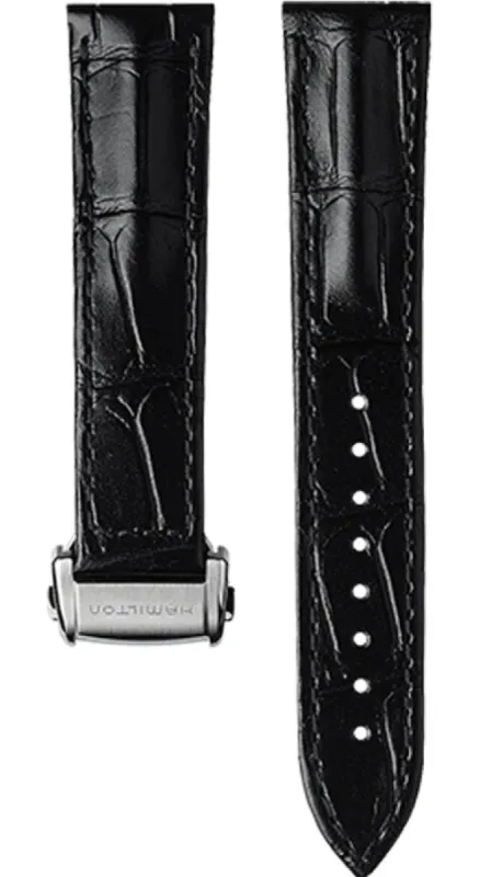 Hamilton Strap Jazzmaster Aligator Leather Black sold by C.W. Sellors