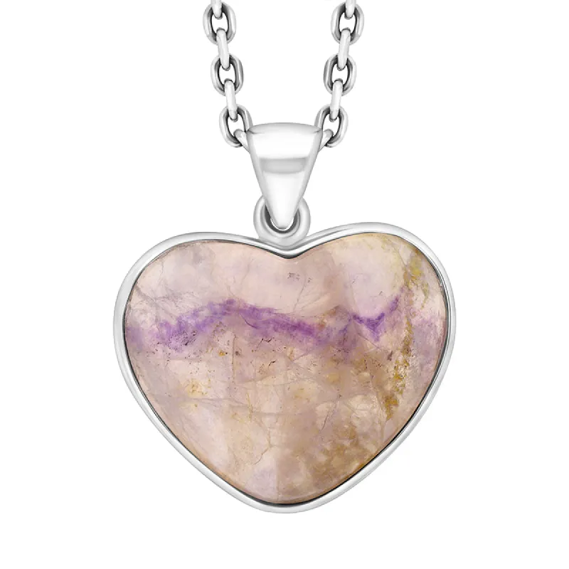 Sterling Silver Blue John Heart Pendant Necklace D sold by C.W. Sellors