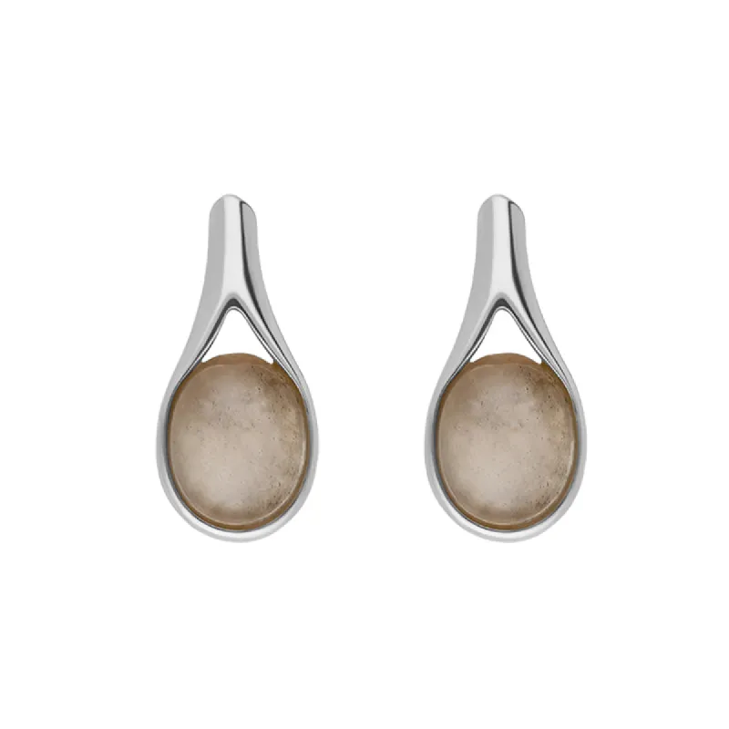 Sterling Silver Moonstone Tear Drop Oval Stud Earrings D sold by C.W. Sellors