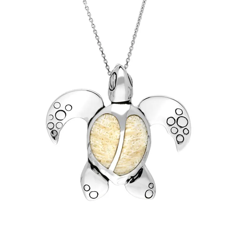 Sterling Silver Coquina Large Two Stone Turtle Necklace sold by C.W. Sellors