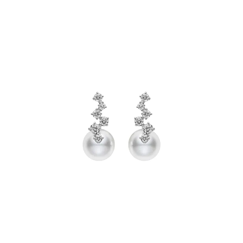 Mikimoto Starry Night 18ct White Gold Akoya Pearl Diamond Earrings sold by C.W. Sellors