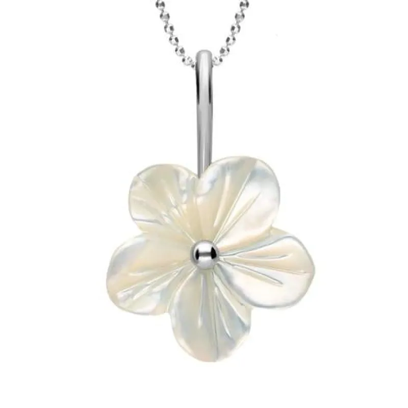 Sterling Silver White Mother of Pearl Tuberose 22mm Desert Rose Necklace sold by C.W. Sellors