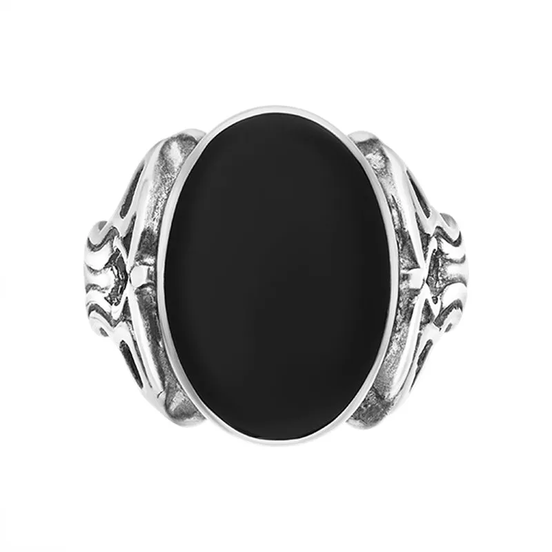 Sterling Silver Whitby Jet Oval Carved Side Ring sold by C.W. Sellors product image thumbnail 2