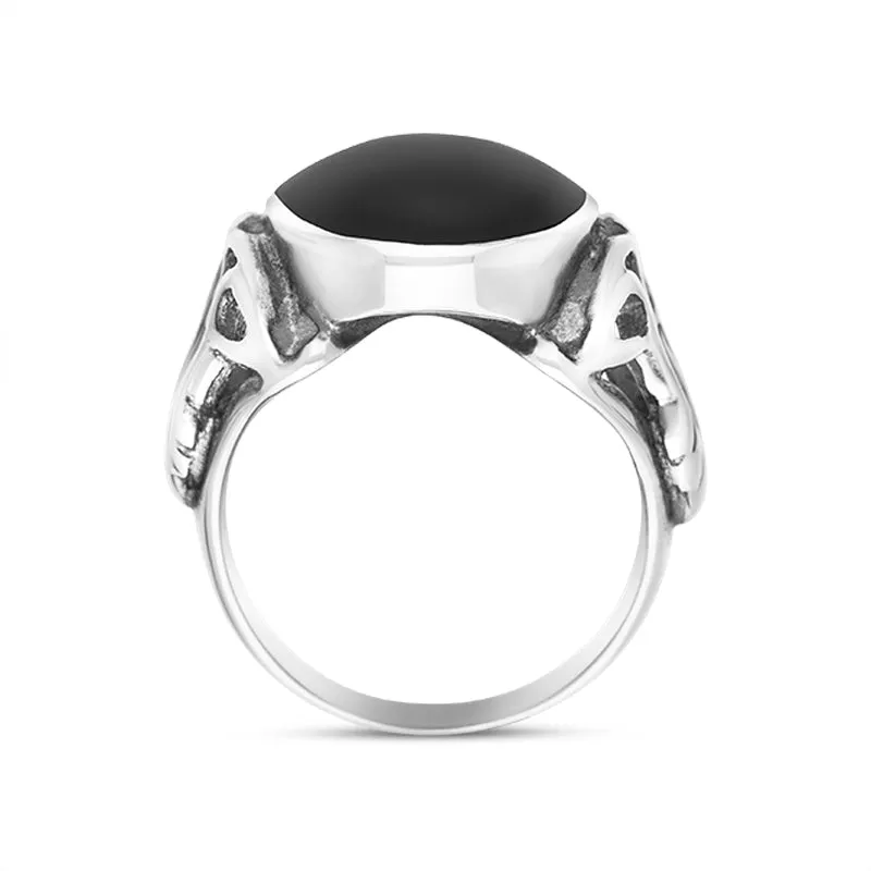 Sterling Silver Whitby Jet Oval Carved Side Ring sold by C.W. Sellors product image thumbnail 3