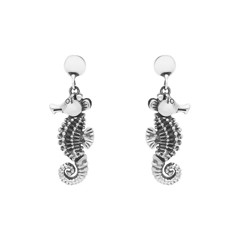 Sterling Silver Small Seahorse Drop Earrings sold by C.W. Sellors