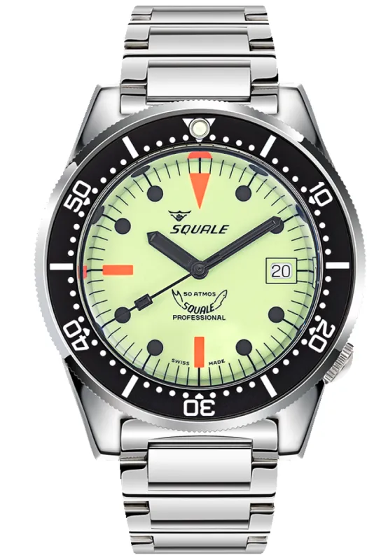 Squale 1521 Full Luminous Bracelet Watch sold by C.W. Sellors