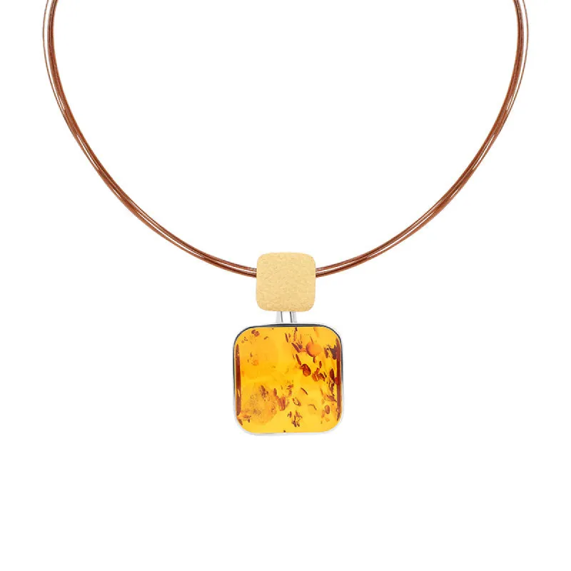 Sterling Silver Gold Plated Amber Square Multi Strand Necklace D sold by C.W. Sellors