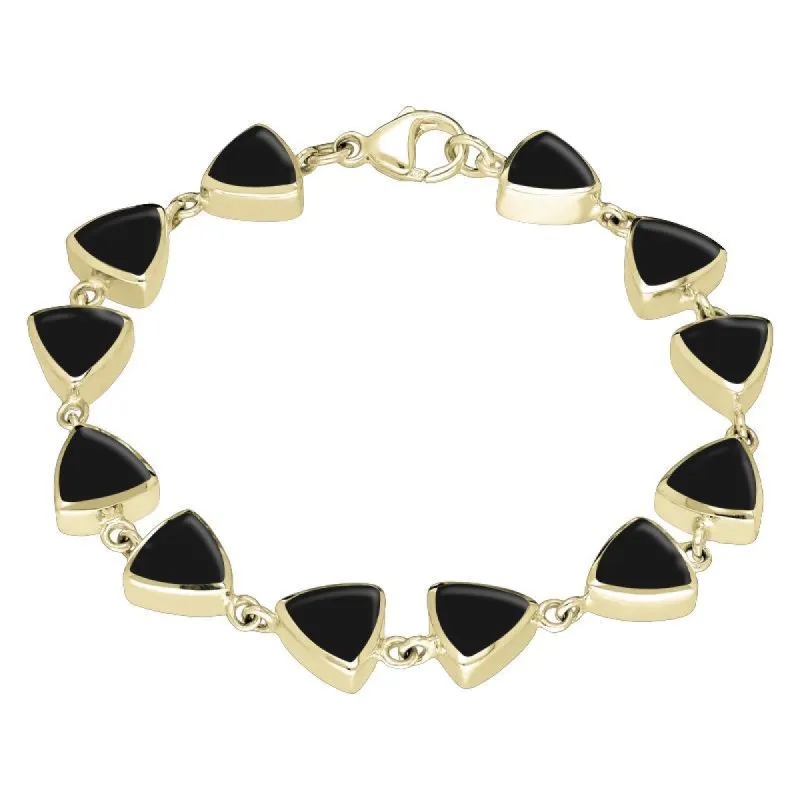 9ct Yellow Gold Whitby Jet Curved Triangle Bracelet sold by C.W. Sellors