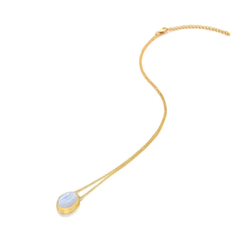 Hot Diamonds Gold Plated Sterling Silver Blue Lace Agate Necklace sold by C.W. Sellors